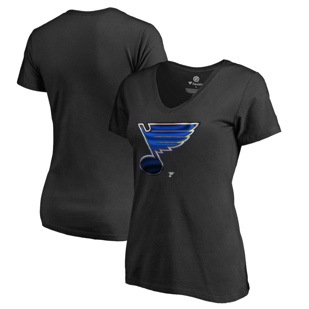 NHL Black St. Louis Blues Women's Midnight Mascot V-Neck T-Shirt