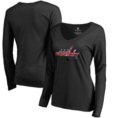 NHL Black Washington Capitals Women's Midnight Mascot Long Sleeve V-Neck T-Shirt