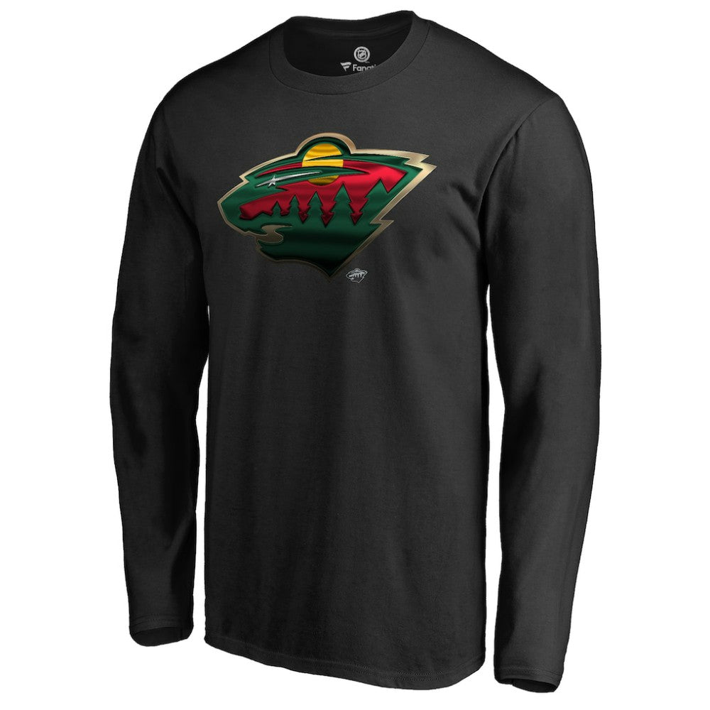 NHL Black Minnesota Wild Midnight Mascot Long Sleeve T-Shirt
