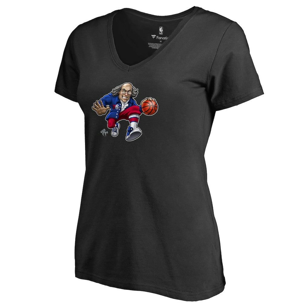 NBA Philadelphia 76ers Women's Midnight Mascot V-Neck T-Shirt