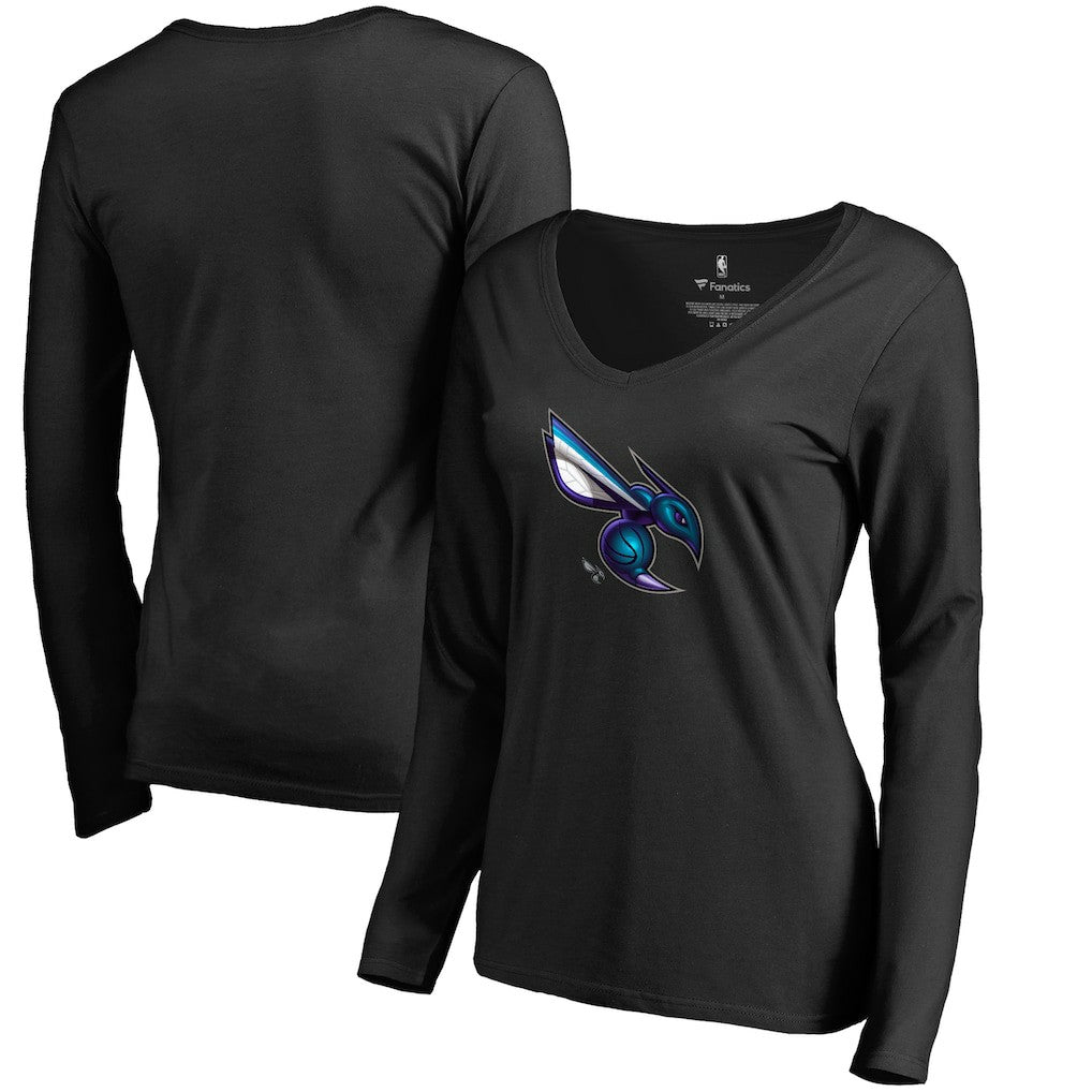 NBA Charlotte Hornets Women's Midnight Mascot Long Sleeve V-Neck T-Shirt