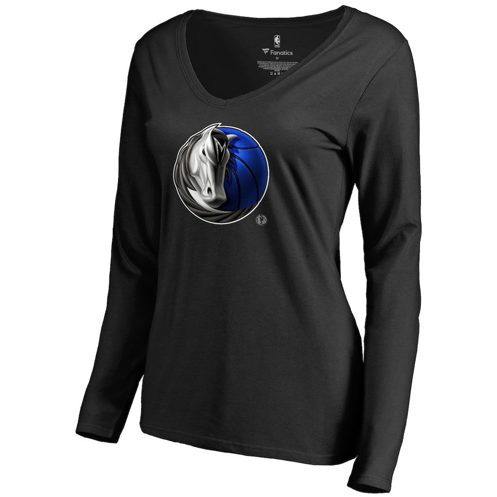 NBA Dallas Mavericks Women's Midnight Mascot Long Sleeve V-Neck T-Shirt sale