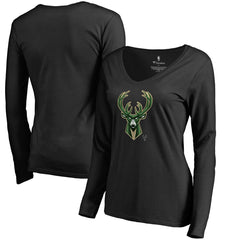NBA Milwaukee Bucks Women's Midnight Mascot Long Sleeve V-Neck T-Shirt