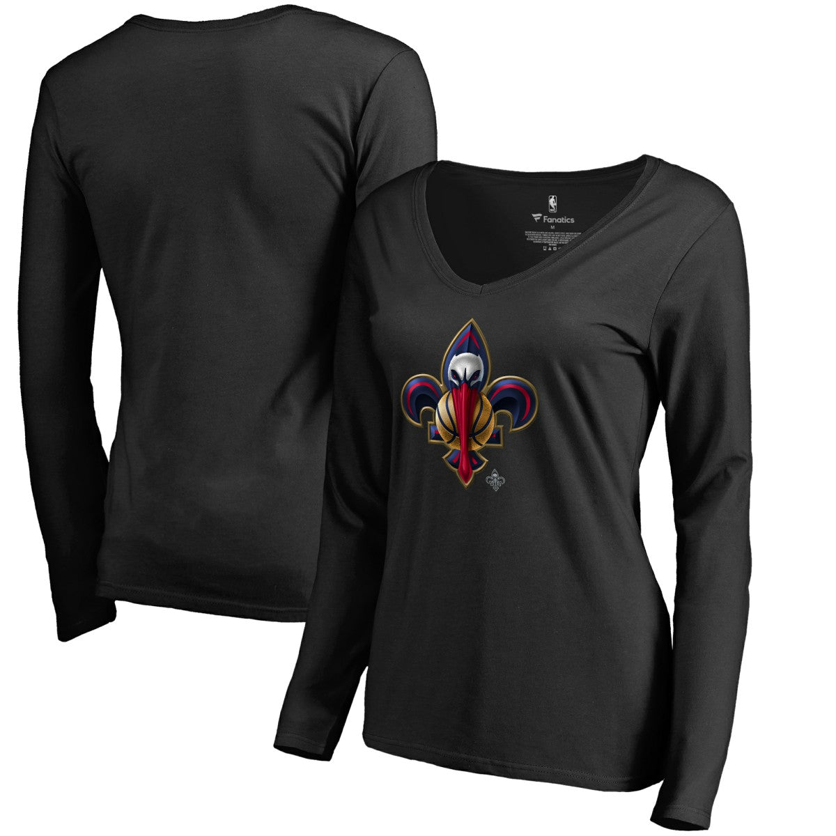 NBA New Orleans Pelicans Women's Midnight Mascot Long Sleeve V-Neck T-Shirt
