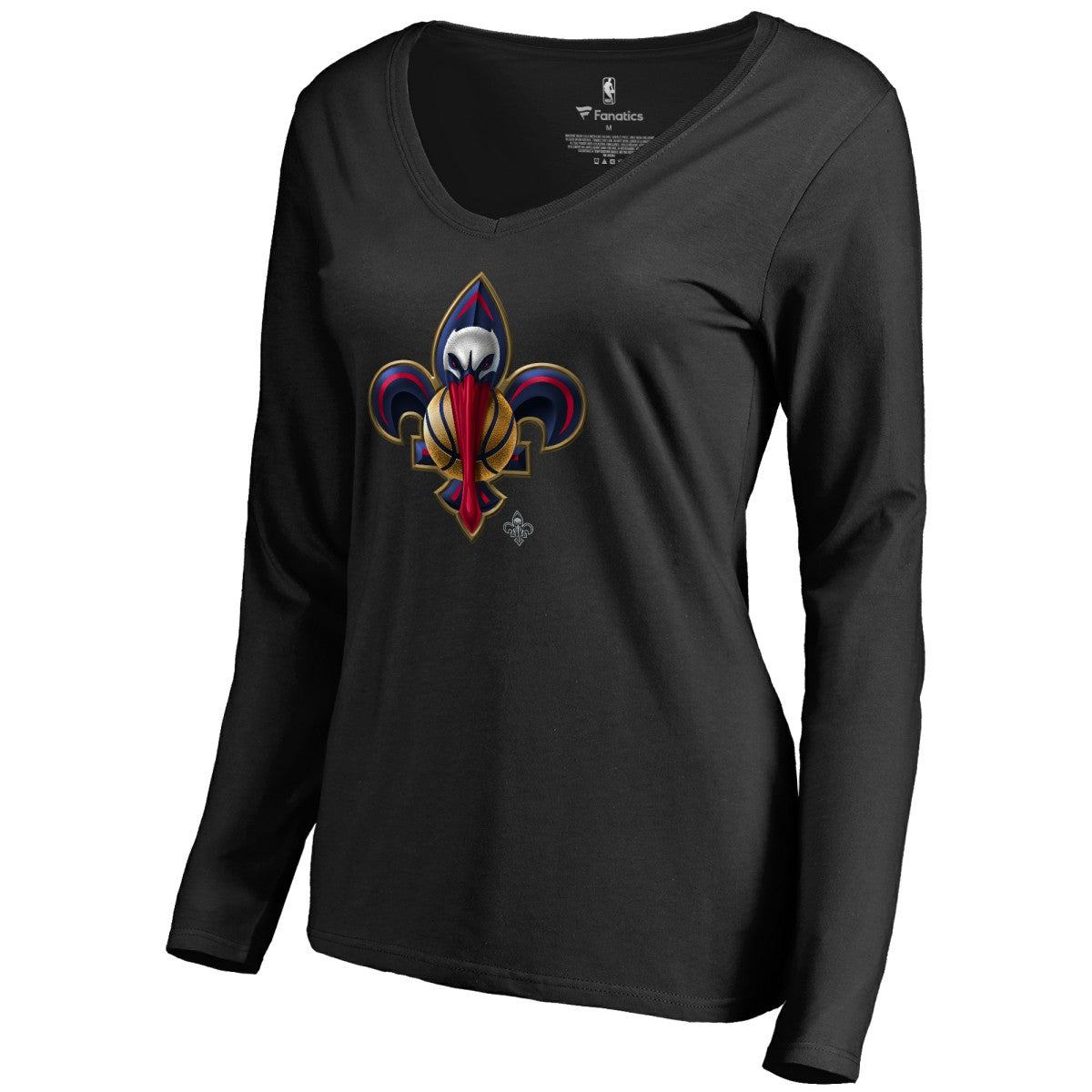 NBA New Orleans Pelicans Women's Midnight Mascot Long Sleeve V-Neck T-Shirt