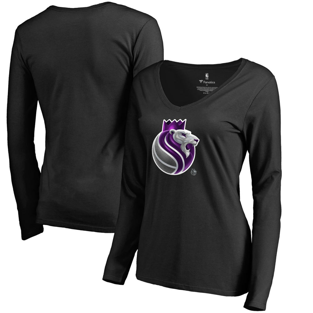 NBA Sacramento Kings Women's Midnight Mascot Long Sleeve V-Neck T-Shirt