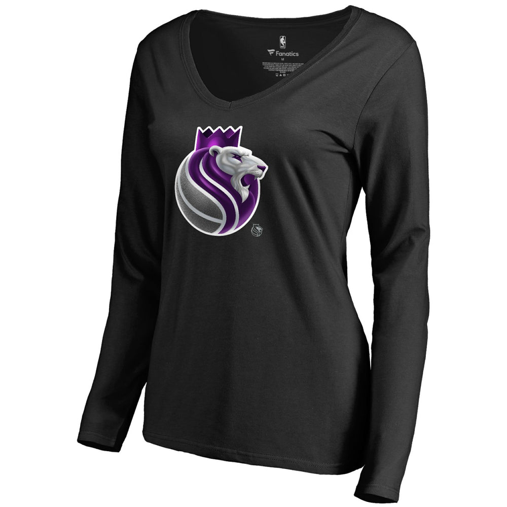 NBA Sacramento Kings Women's Midnight Mascot Long Sleeve V-Neck T-Shirt