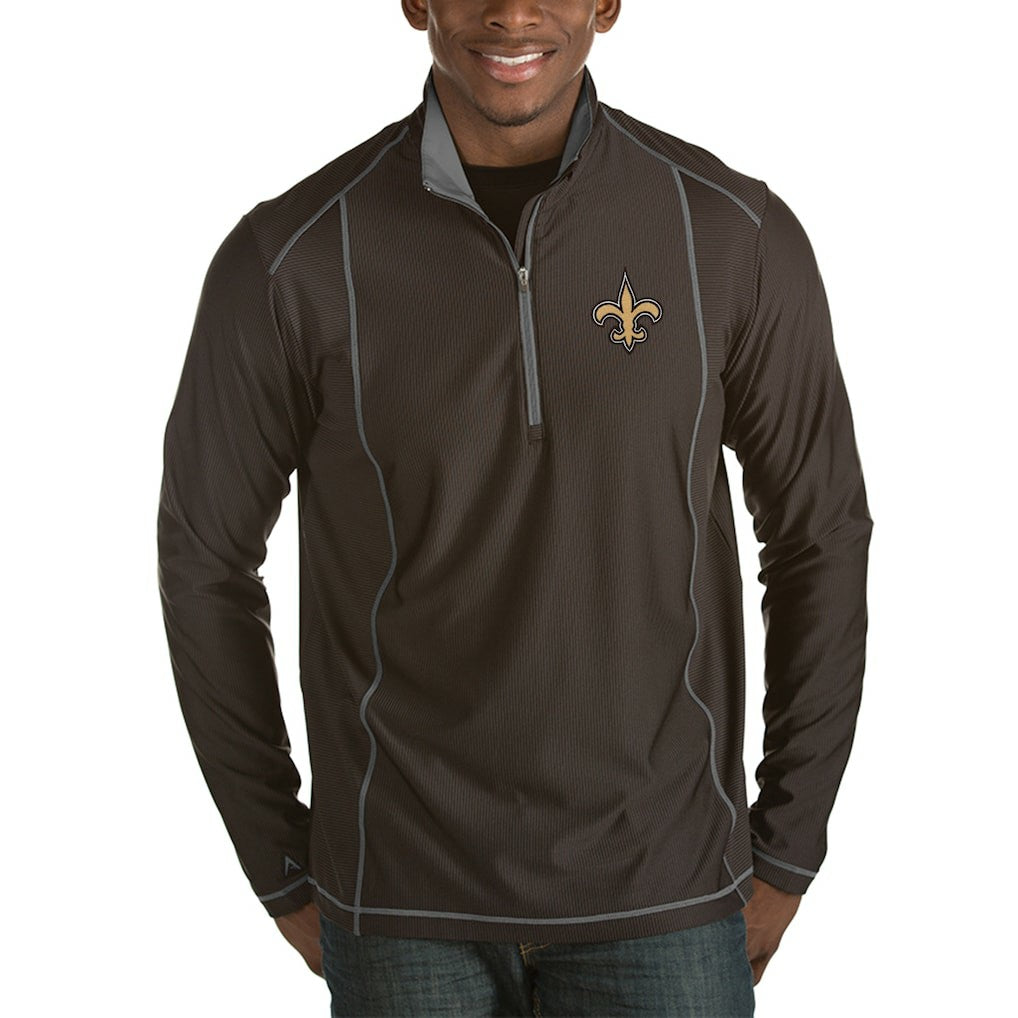 Antigua Tempo Half-Zip Pullover Jacket - New Orleans Saints
