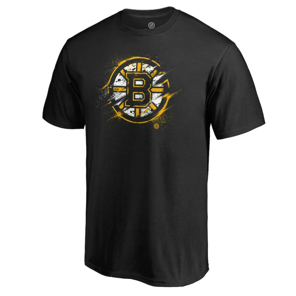 NHL Black Boston Bruins Splatter Logo T-Shirt