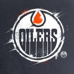 NHL Navy Edmonton Oilers Women's Splatter Logo V-Neck T-Shirt