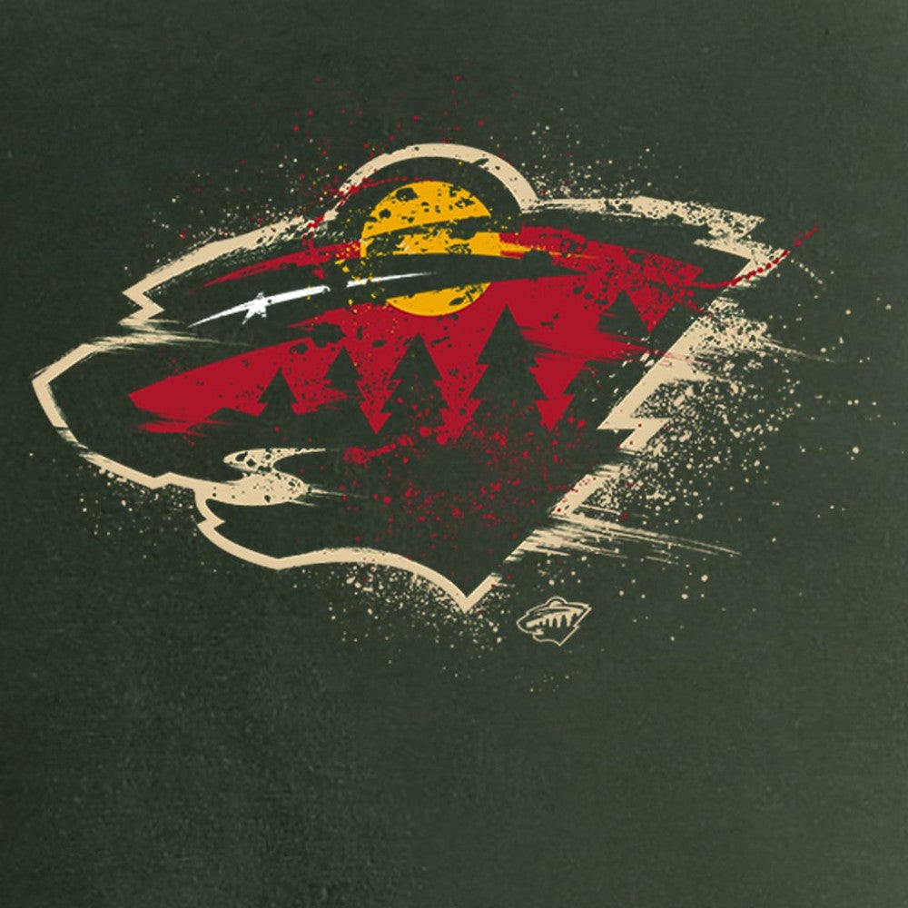 NHL Green Minnesota Wild Women's Splatter Logo V-Neck T-Shirt