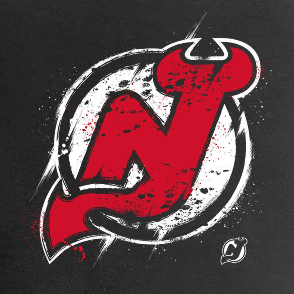 NHL Black New Jersey Devils Women's Splatter Logo V-Neck T-Shirt