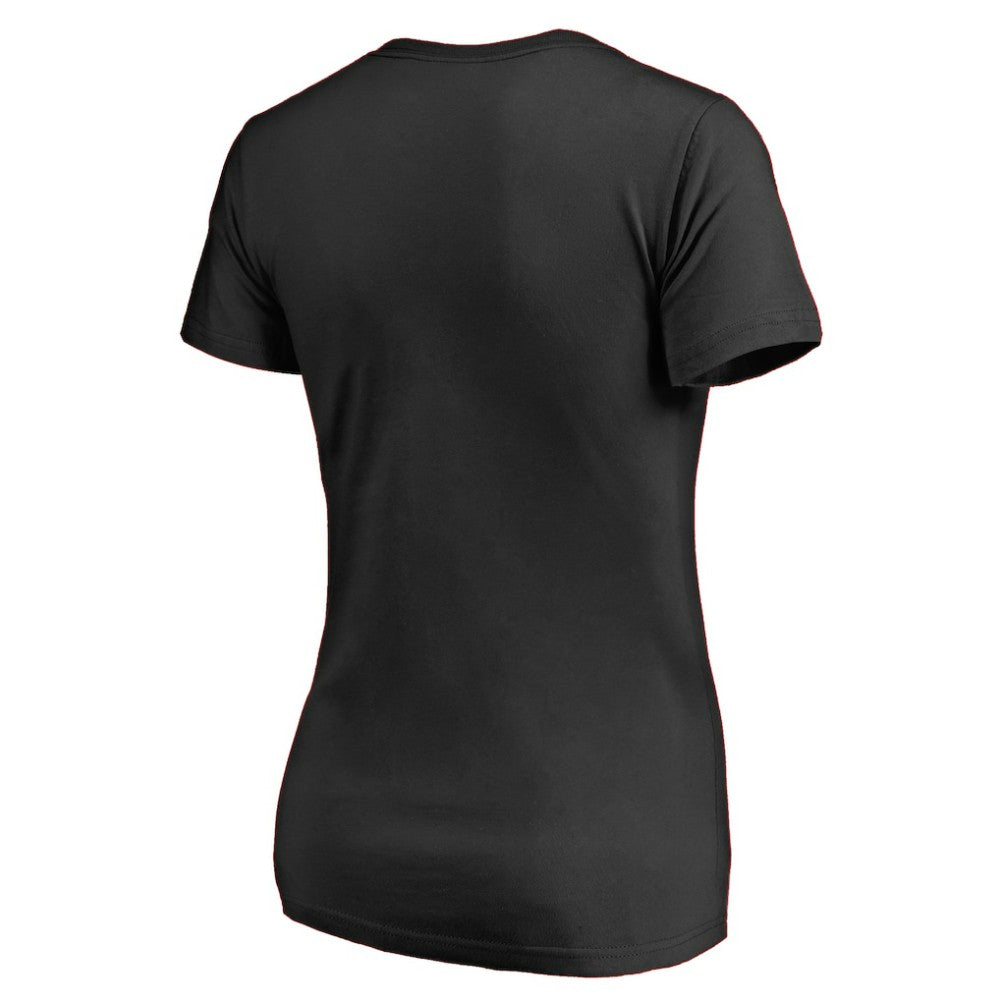 NHL Black New Jersey Devils Women's Splatter Logo V-Neck T-Shirt