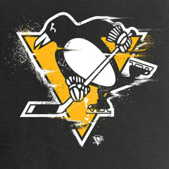 NHL Black Pittsburgh Penguins Women's Splatter Logo V-Neck T-Shirt
