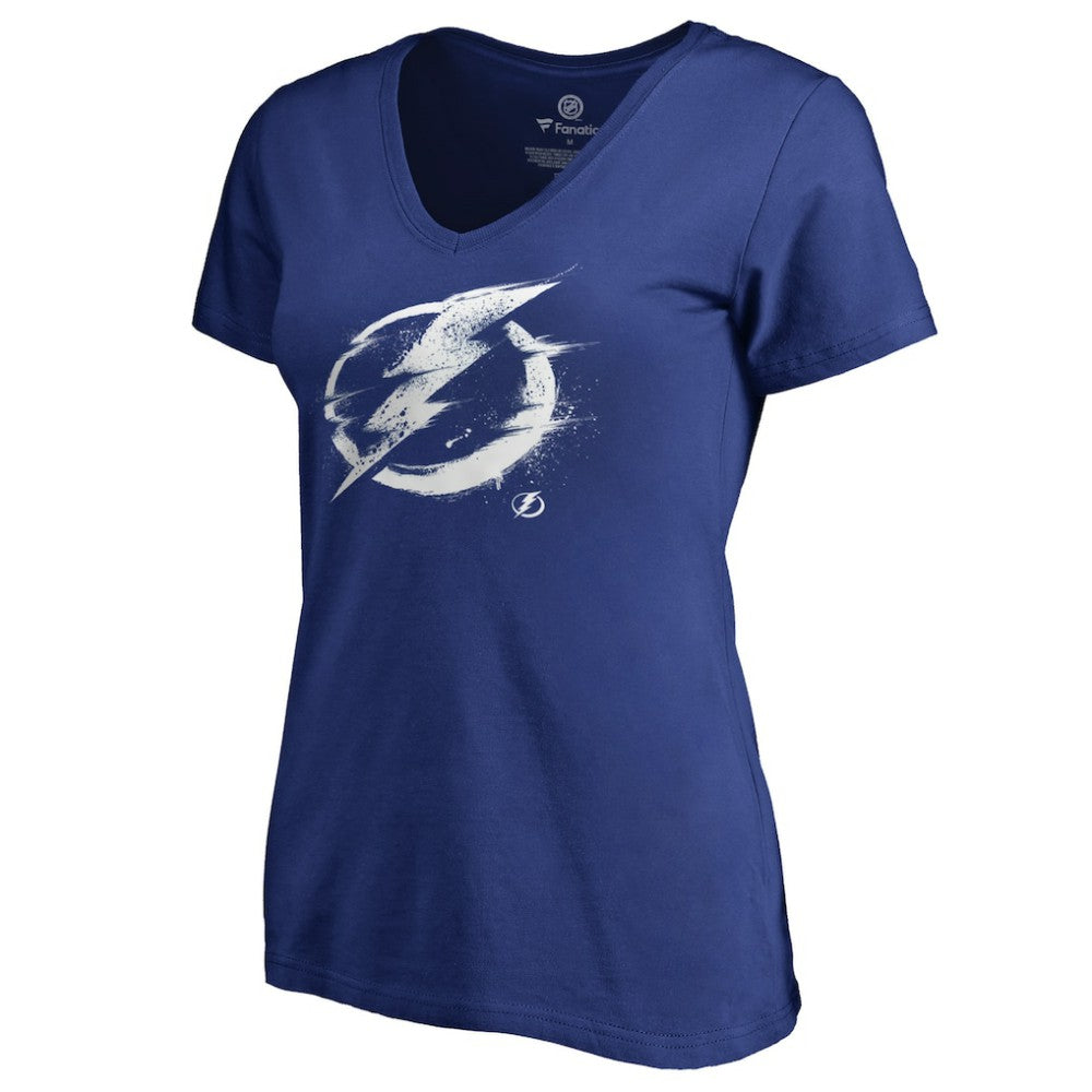 NHL Blue Tampa Bay Lightning Women's Splatter Logo V-Neck T-Shirt