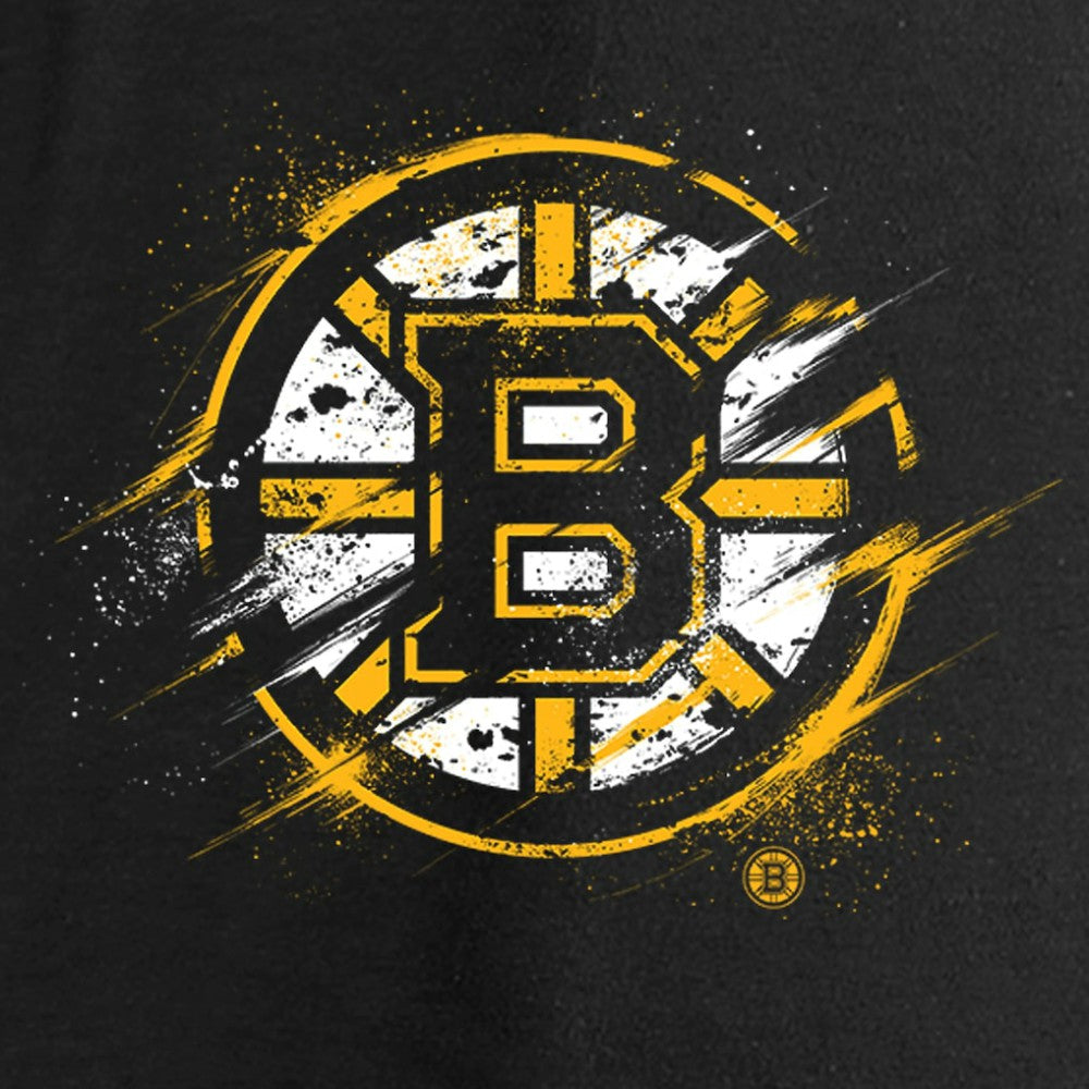 NHL Black Boston Bruins Women's Splatter Logo V-Neck Long Sleeve T-Shirt