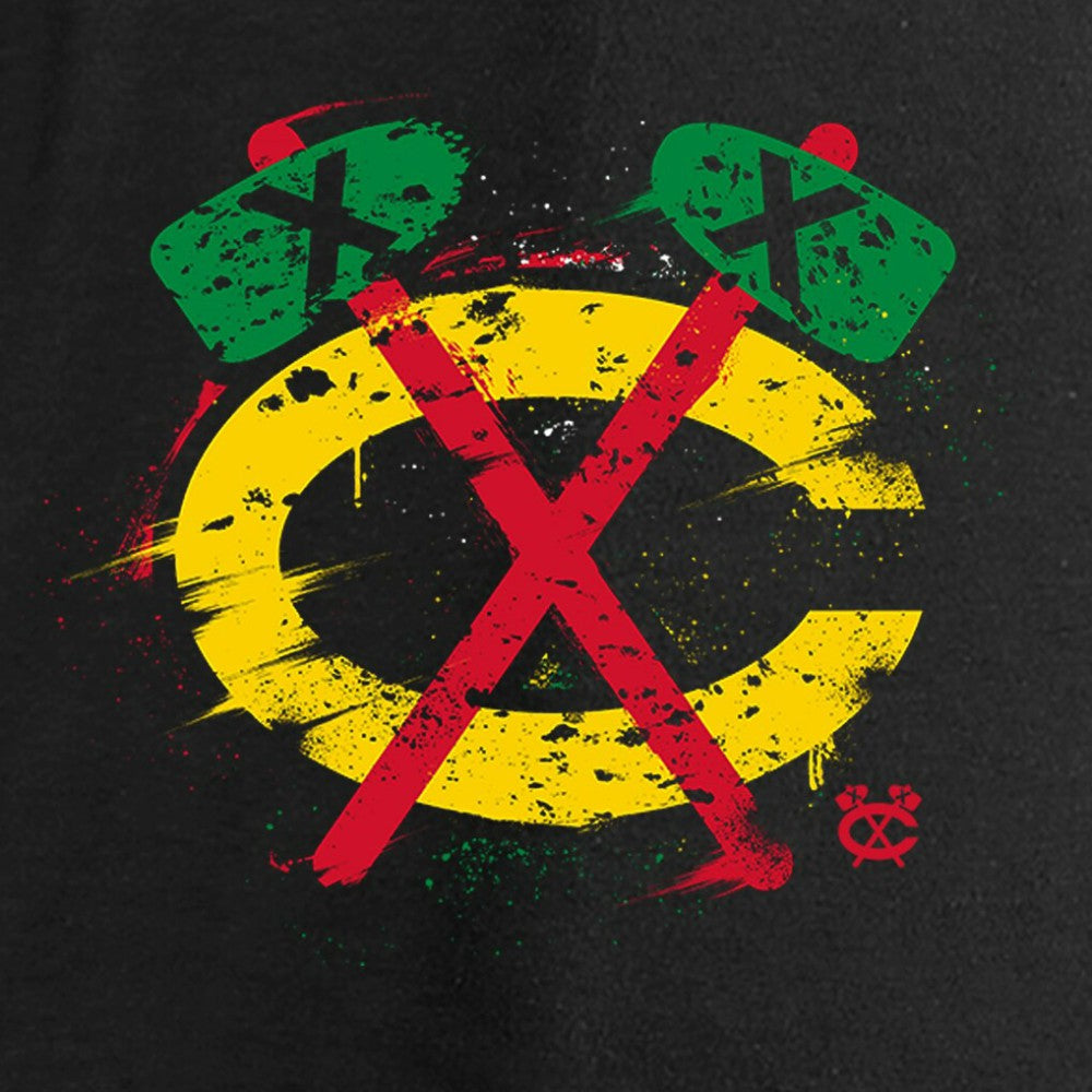NHL Black Chicago Blackhawks Women's Splatter Logo V-Neck Long Sleeve T-Shirt