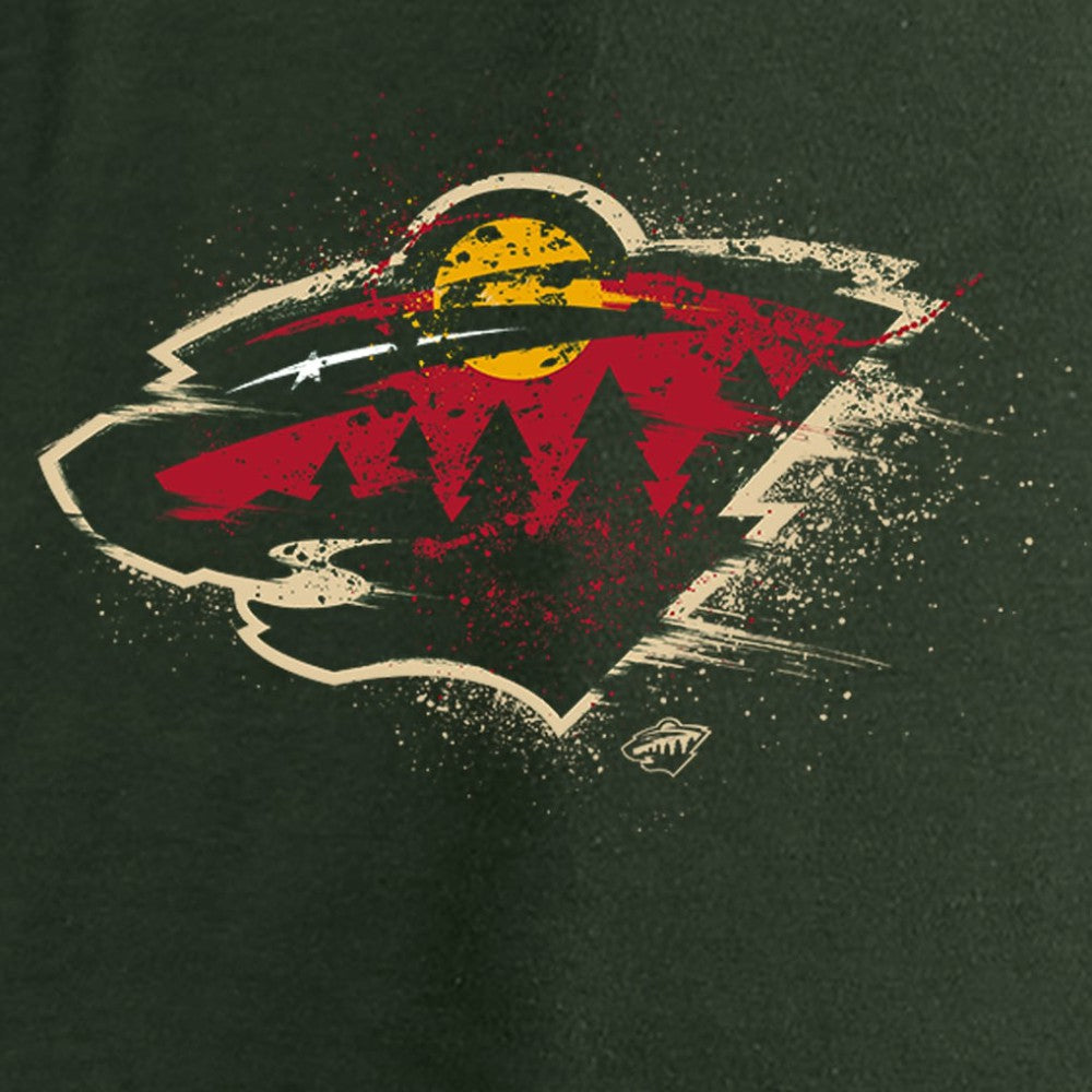 NHL Green Minnesota Wild Women's Splatter Logo V-Neck Long Sleeve T-Shirt