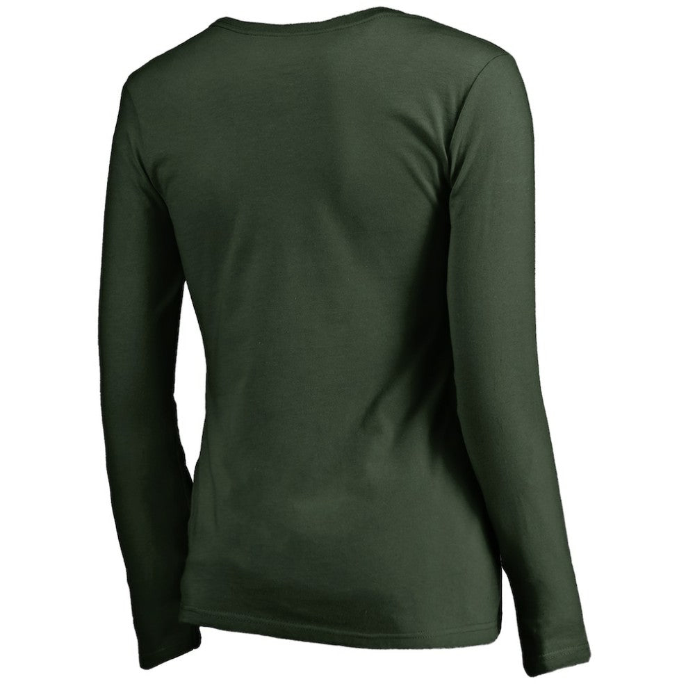 NHL Green Minnesota Wild Women's Splatter Logo V-Neck Long Sleeve T-Shirt