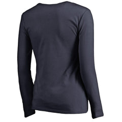 NHL Navy Nashville Predators Women's Splatter Logo V-Neck Long Sleeve T-Shirt