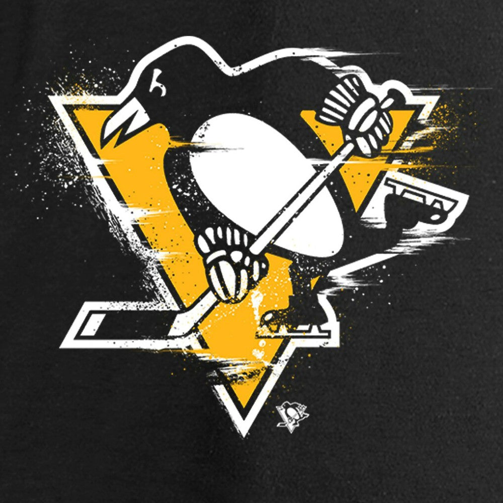 NHL Black Pittsburgh Penguins Women's Splatter Logo V-Neck Long Sleeve T-Shirt