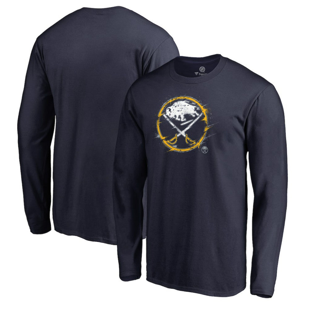 NHL Navy Buffalo Sabres Splatter Logo Long Sleeve T-Shirt
