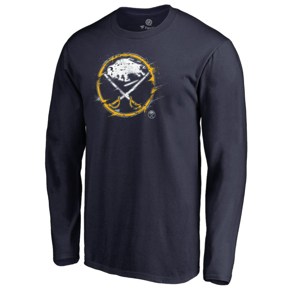 NHL Navy Buffalo Sabres Splatter Logo Long Sleeve T-Shirt