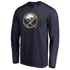 NHL Navy Buffalo Sabres Splatter Logo Long Sleeve T-Shirt