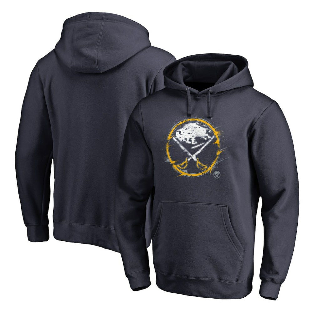 NHL Navy Buffalo Sabres Splatter Logo Pullover Hoodie