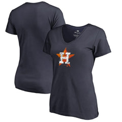 MLB Houston Astros Women's Splatter Logo V-Neck T-Shirt