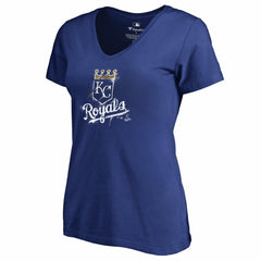 MLB Kansas City Royals Women's Splatter Logo V-Neck T-Shirt