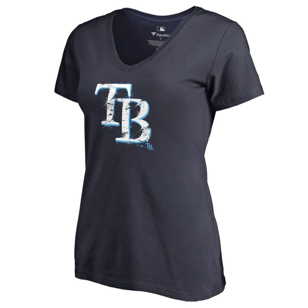 MLB Tampa Bay Rays Women's Splatter Logo V-Neck T-Shirt