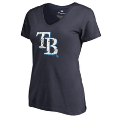 MLB Tampa Bay Rays Women's Splatter Logo V-Neck T-Shirt