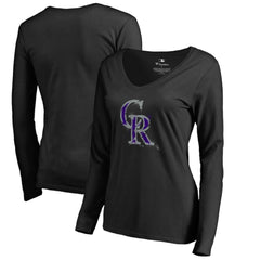 MLB Colorado Rockies Women's Splatter Logo Long Sleeve V-Neck T-Shirt