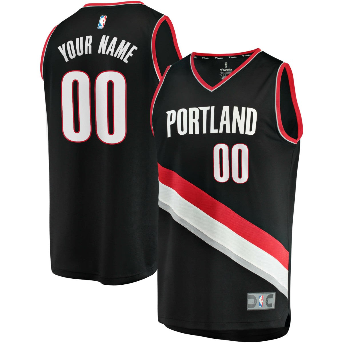 NBA Portland Trail Blazers Fast Break Custom Replica Jersey Black