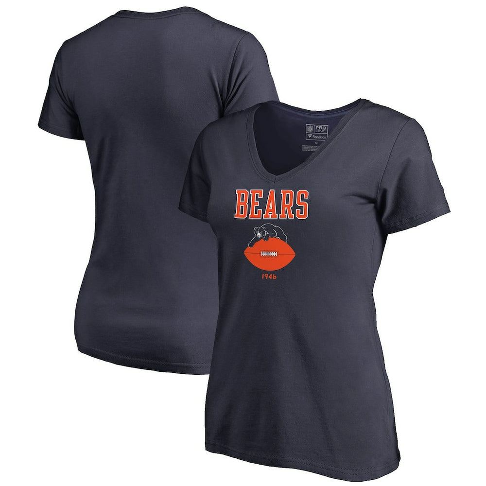 Women's Vintage Team Lockup V-Neck T-Shirt - Chicago Bears