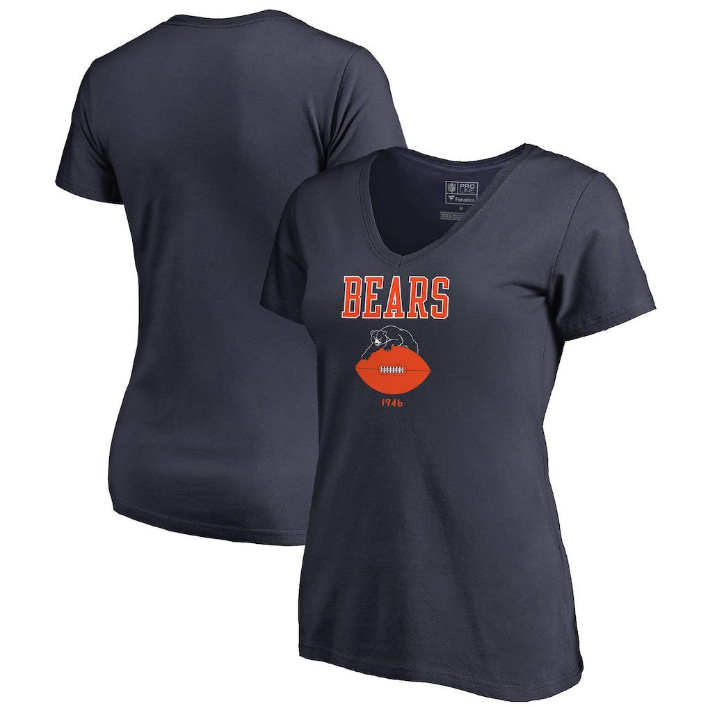 Women's Vintage Team Lockup V-Neck T-Shirt - Chicago Bears