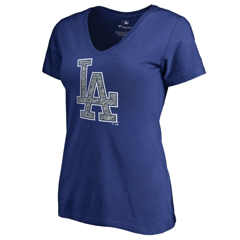 MLB Los Angeles Dodgers Women's Static Logo V-Neck T-Shirt