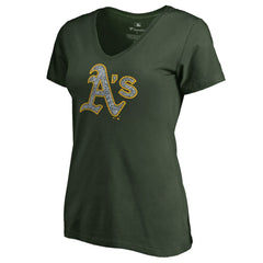 MLB Athletics Women's Static Logo V-Neck T-Shirt
