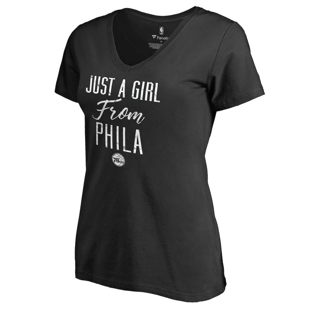 NBA Philadelphia 76ers Women's Just a Girl V-Neck T-Shirt