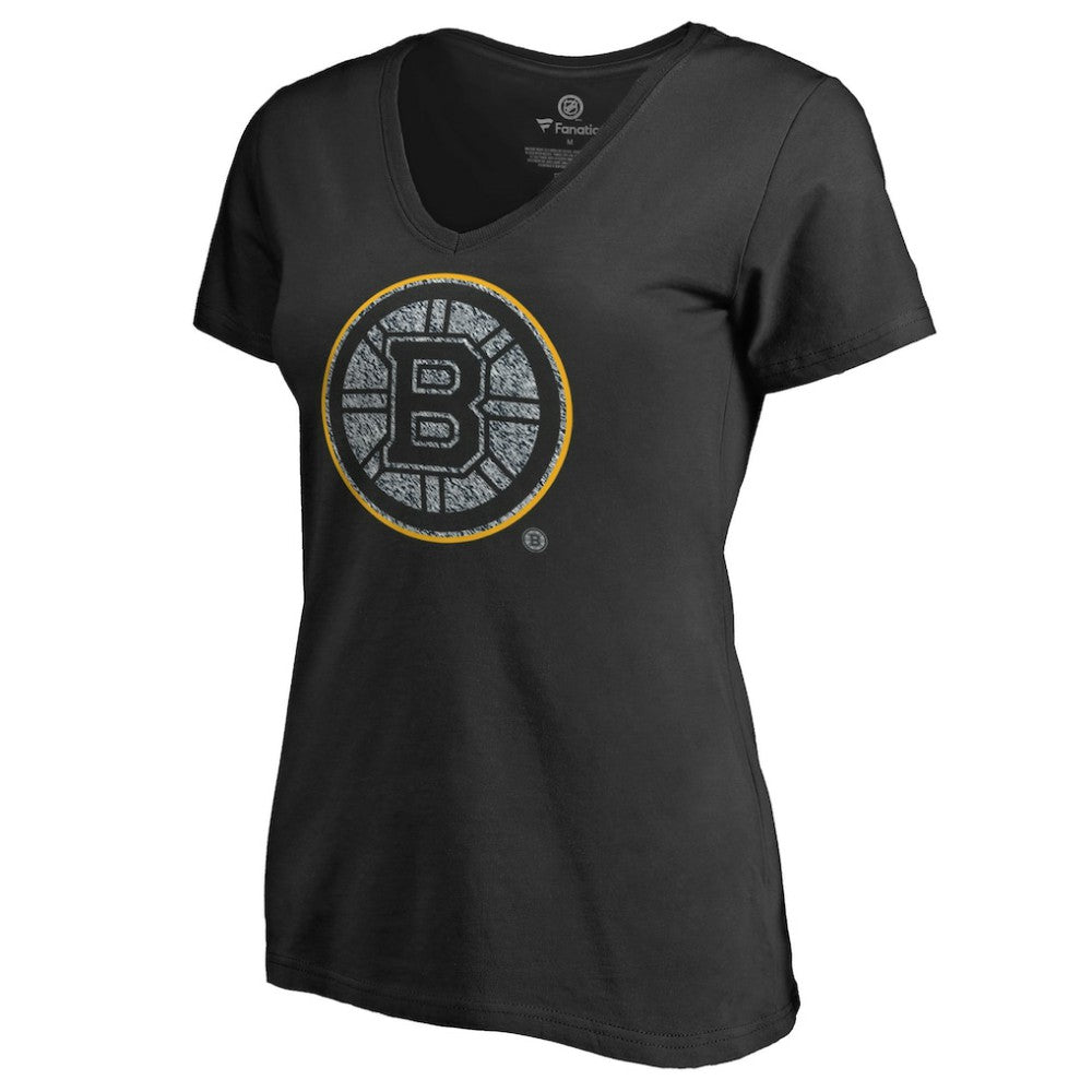 NHL Black Boston Bruins Women's Static Logo V-Neck T-Shirt