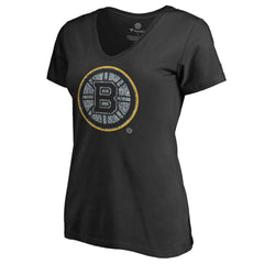 NHL Black Boston Bruins Women's Static Logo V-Neck T-Shirt