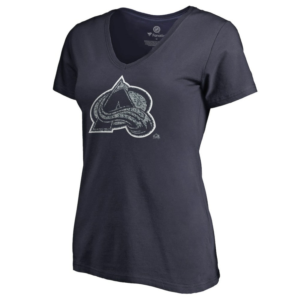 NHL Navy Colorado Avalanche Women's Static Logo V-Neck T-Shirt