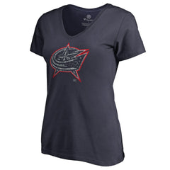 NHL Navy Columbus Blue Jackets Women's Static Logo V-Neck T-Shirt