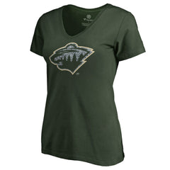 NHL Green Minnesota Wild Women's Static Logo V-Neck T-Shirt