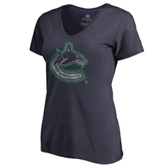 NHL Navy Vancouver Canucks Women's Static Logo V-Neck T-Shirt