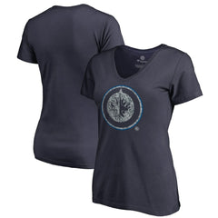 NHL Navy Winnipeg Jets Women's Static Logo V-Neck T-Shirt