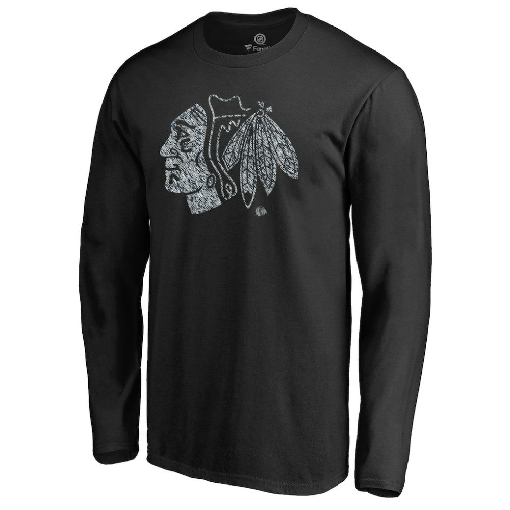 NHL Black Chicago Blackhawks Static Logo Long Sleeve T-Shirt