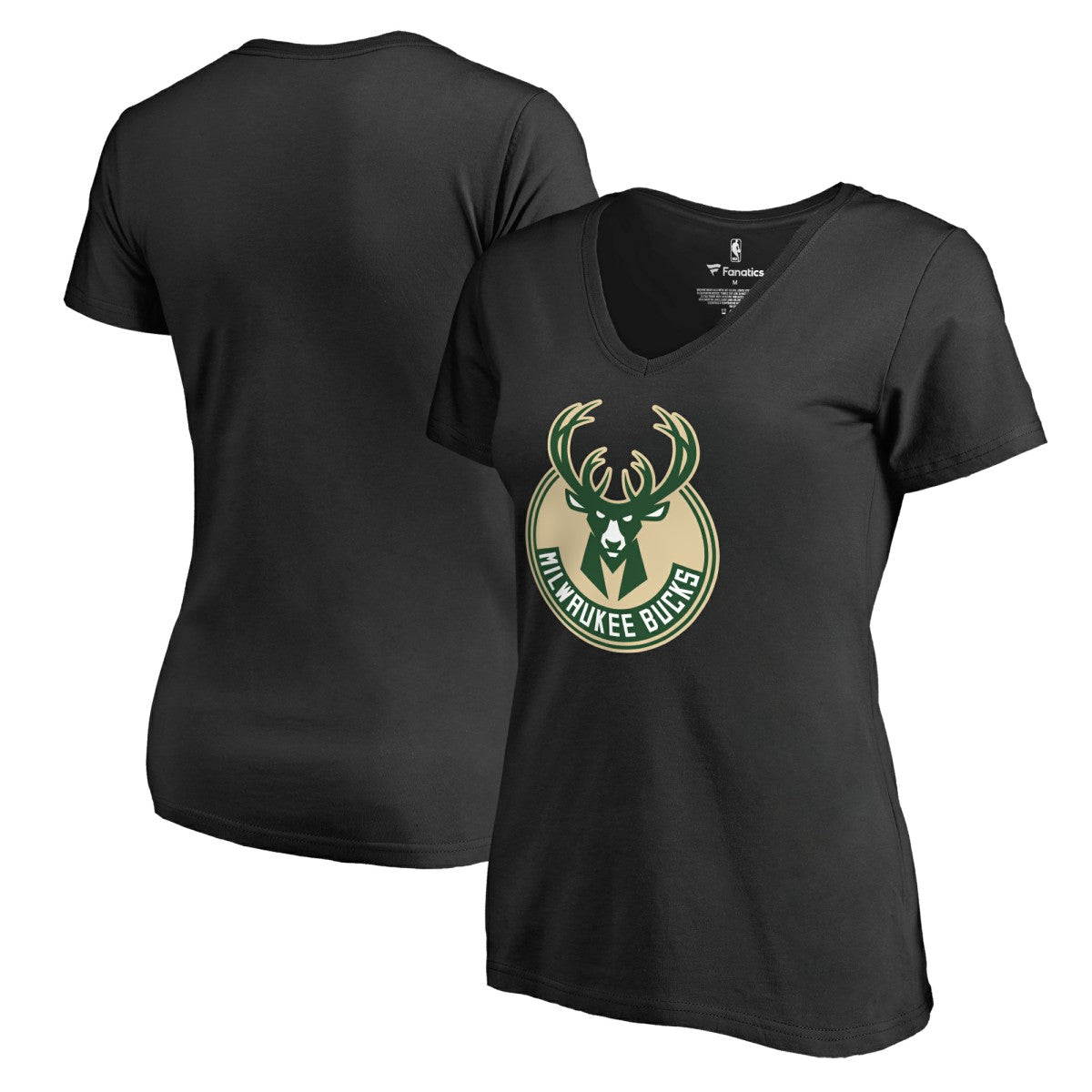 NBA Milwaukee Bucks Women's Primary Logo V-Neck T-Shirt