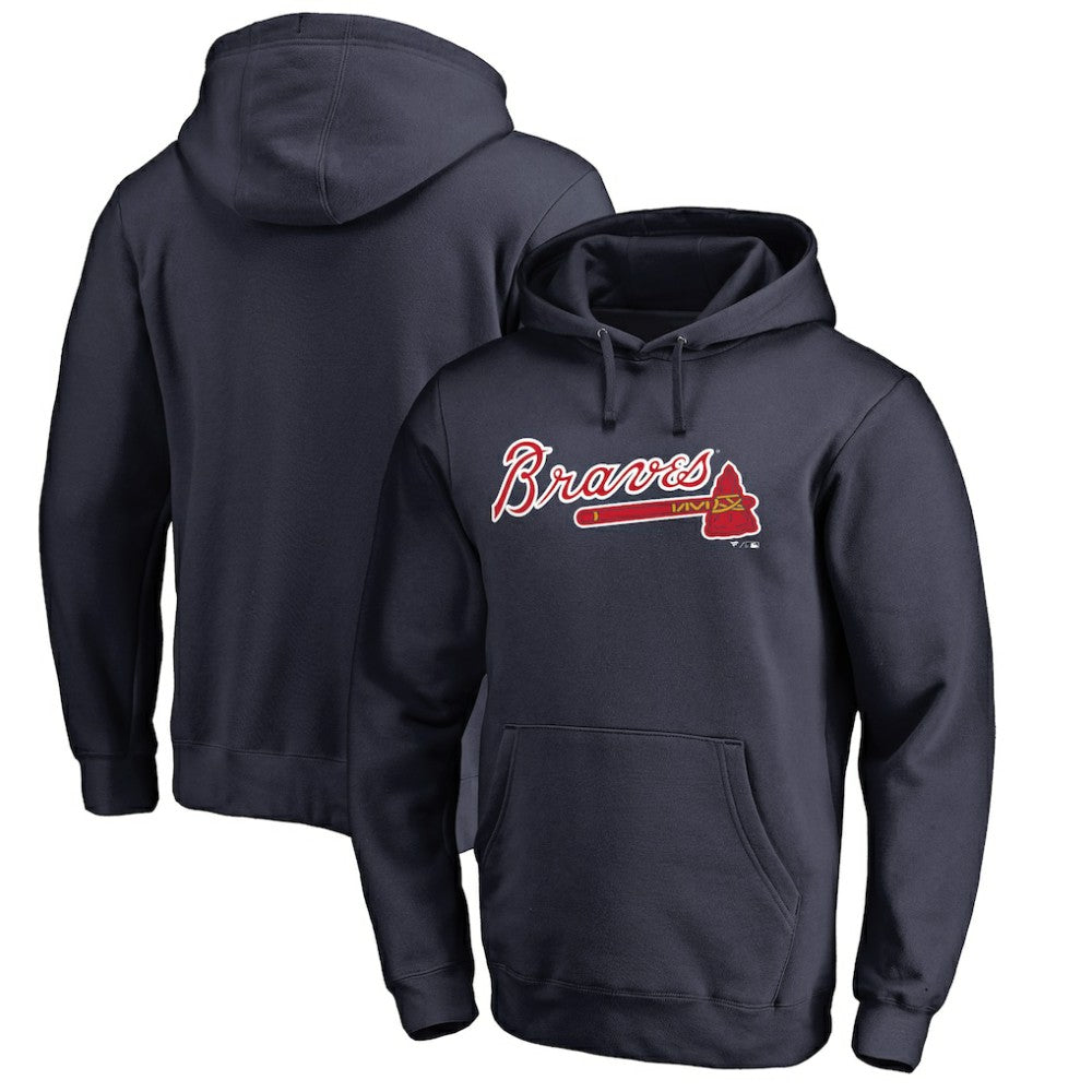 MLB Atlanta Braves Official Wordmark Fitted Pullover Hoodie